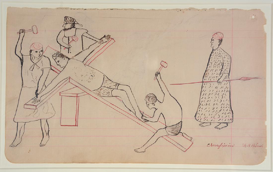 W.B. Bloush Crucifixion Ledger Drawing. (1 of 3)