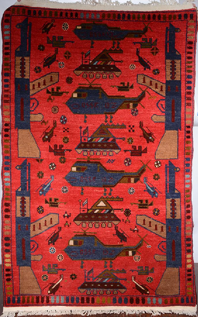 Afghan War Rug. Four Helicopters. (1 of 4)
