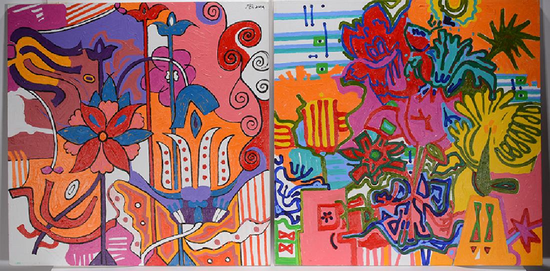 Phyllis Trager-Hyman. Lavender & Orange Paintings. (1 of 1)