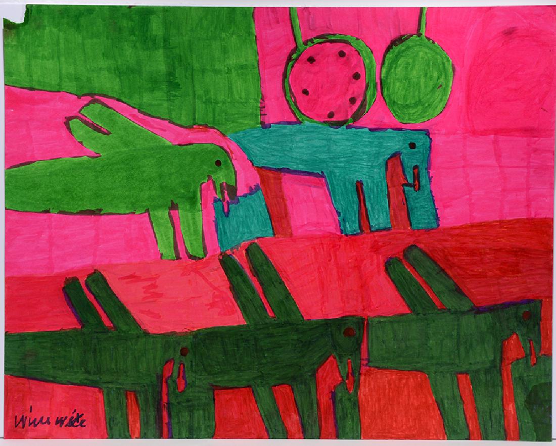 Willie White. 5 Grasshoppers On Pink. (1 of 1)