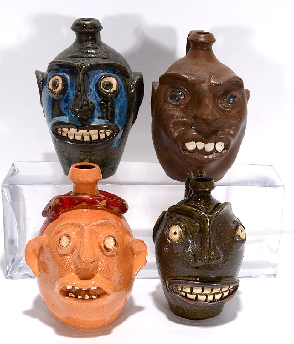 Randy Tobias. 4 Pint Size Face Jugs. (1 of 2)