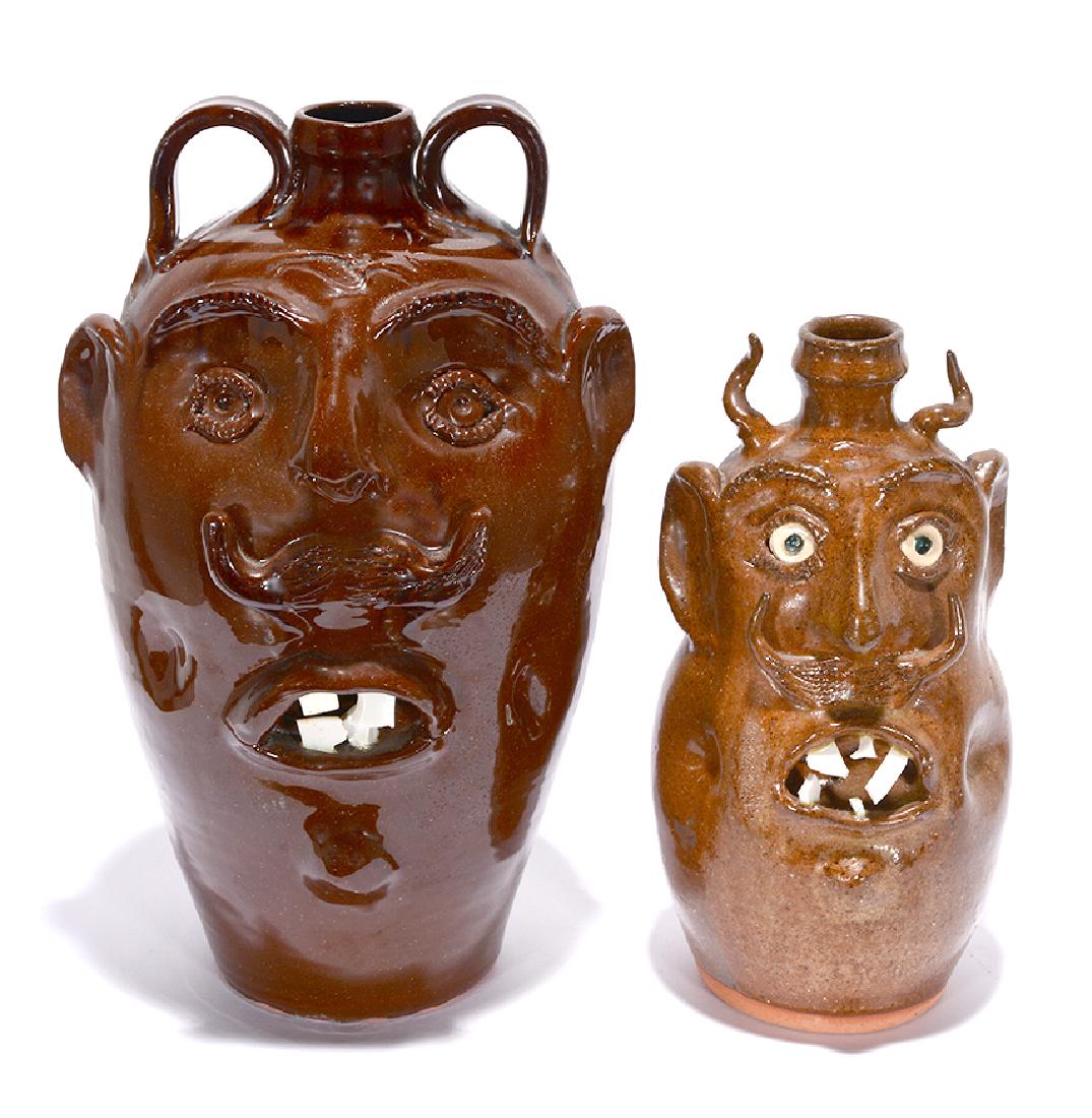 R.A. Oakland Pottery. Face Jugs. (1 of 4)