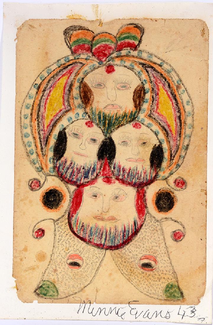 Minnie Evans. Four Faces. (1 of 4)