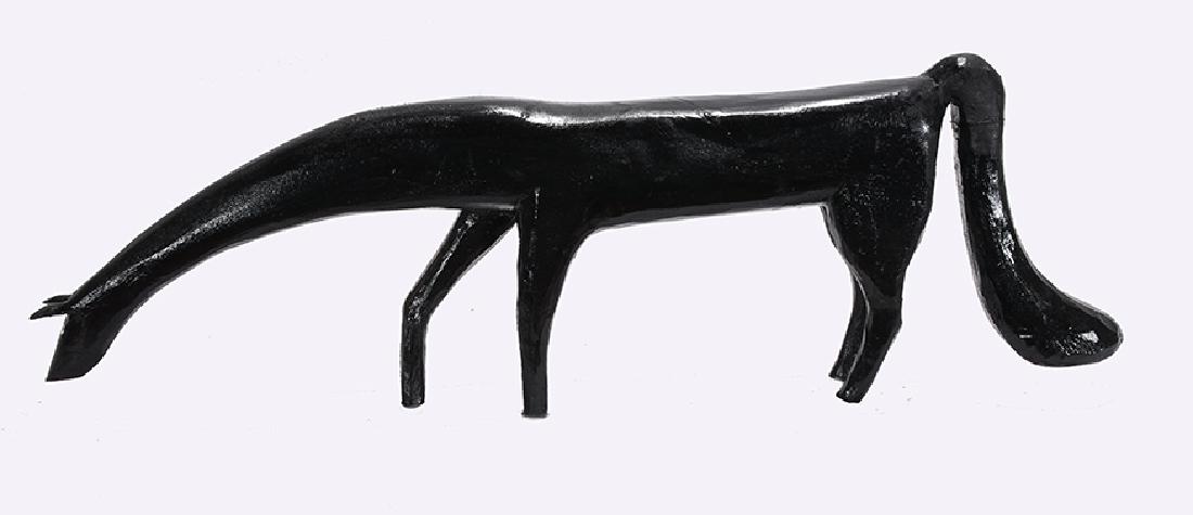Minnie & Garland Adkins. Mini Black Horse.: Minnie & Garland Adkins. Mini Black Horse. 1993. Signed and dated. Carved and painted wood. Excellent condition. 21" x 7" x 2". Est. $200-400. Ship: $55
