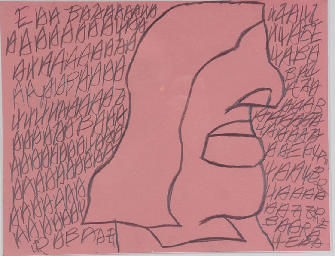Donald Walker. Portrait With Writing.: Donald Walker. Portrait With Writing. Not signed. Graphite on colored paper. Excellent condition. Size with frame is 16"w x 14"h. Est. $200-300. Ship:$35