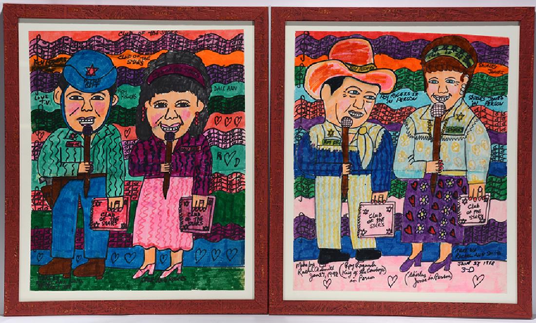 Rachel Ann Smith. Roy Rogers Duets.: Rachel Ann Smith. Roy Rogers Duets. Signed and titled. Marker on poster. Excellent condition. Each is 22" w x 26"h with frame. Est. $200-300. Ship: $85