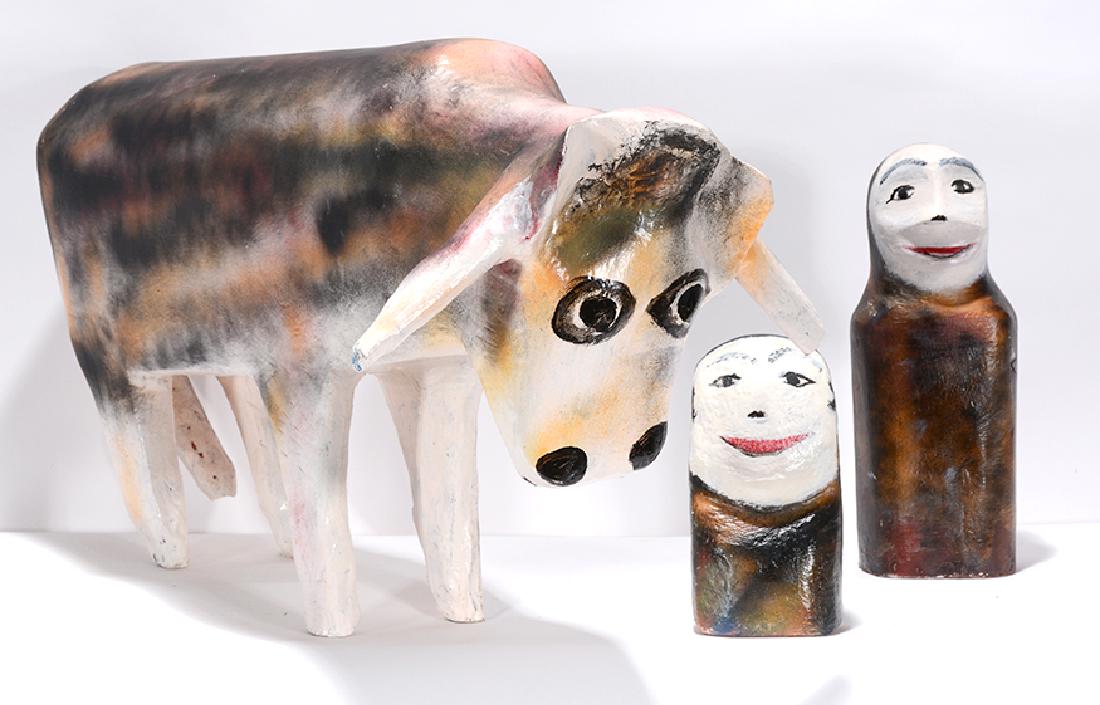 Hubert Walters. Large Bull w 2 Figures. (1 of 3)