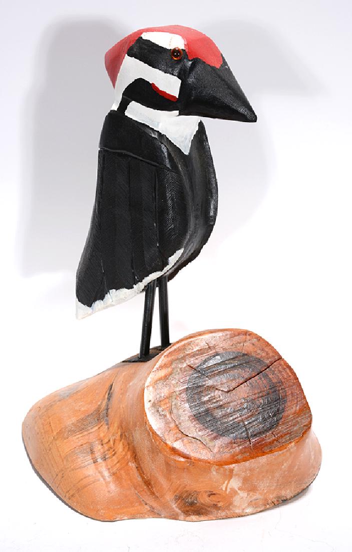 Carved Red-Headed Woodpecker.: Unknown. Red-Headed Woodpecker. Not signed. Carved and painted wood. Excellent condition. 15"h. Provenance: The Linda and Ted Meadors Collection. Est. $100-200. Ship: $55