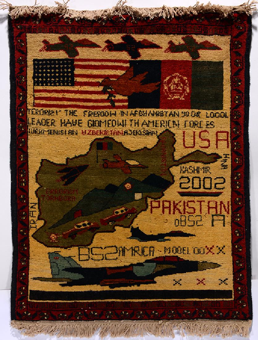 Afghan War Rug. Am. & Afghan Flags. (1 of 1)