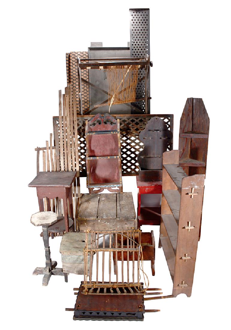 Box Lot Old Slave Mart Wooden Furniture. (1 of 2)