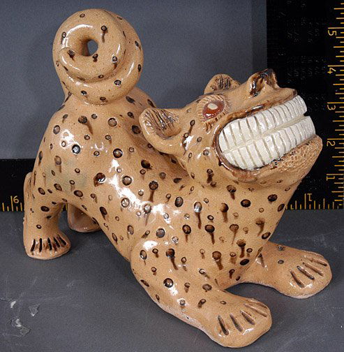 Billy Ray Hussey Smiling Leopard.: 6.5"h x 8"long. Mint condition. Signed, "B.H. XX". Est. $200 - $400. Ship: $35