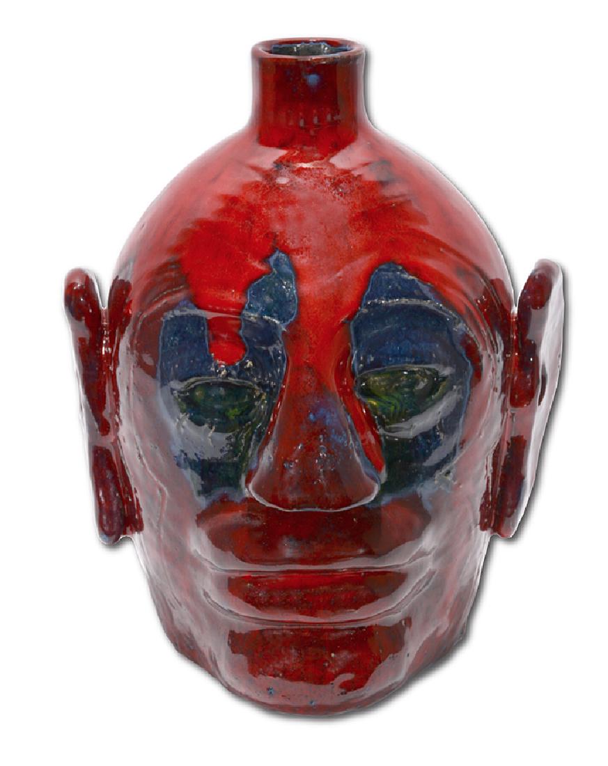 Edwin 'Nub' Meaders. Face Jug With Heavy Red Glaze. (1 of 6)