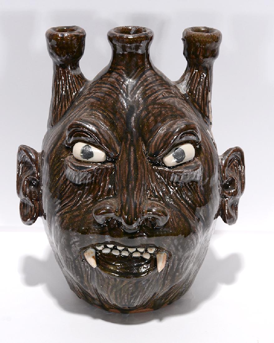 Clete Meaders Jr. Hurricane Andrew Candelabra Face Jug. (1 of 3)