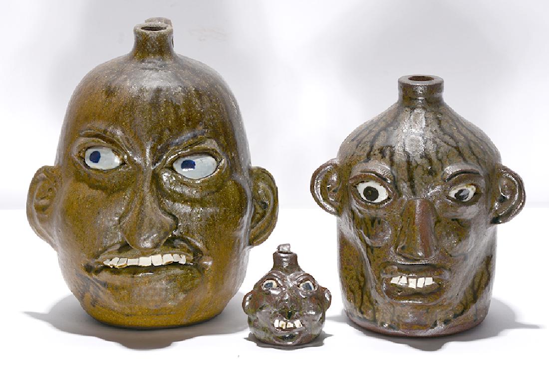 Chester & Grace Nell Hewell. Mom, Dad & Baby Face Jugs. (1 of 3)