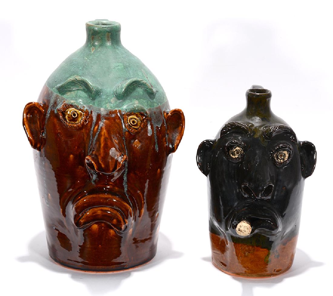 Charlie Brown. Pair Of Two-Tone Large Face Jugs. (1 of 3)