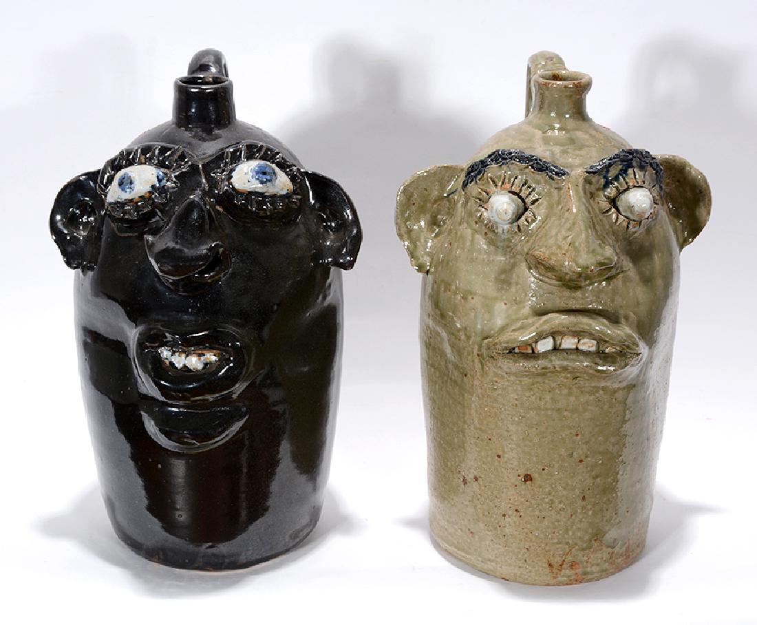 Jerry Brown. Light & Dark 5 Gallon Face Jugs. (1 of 3)