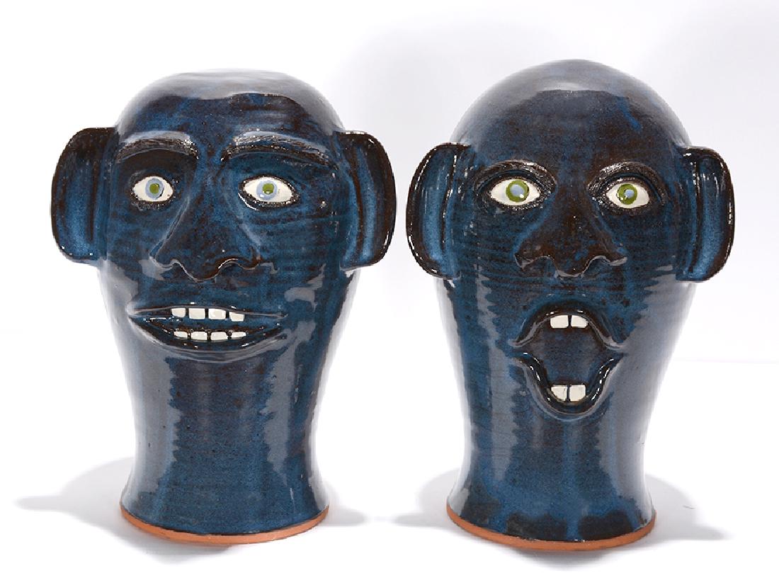 Joe Reinhardt. Pair of Deep Blue Wig Stands. (1 of 3)