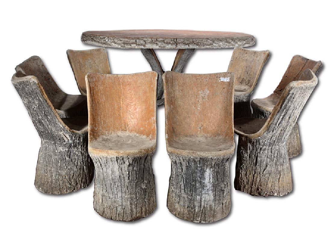 Lind Lenz. French Faux Bois Cement Table & 8 Chairs. (1 of 17)