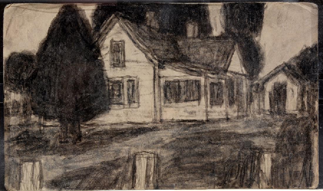 James Castle. Dbl-Sided House & Wood With Mountains. (1 of 4)