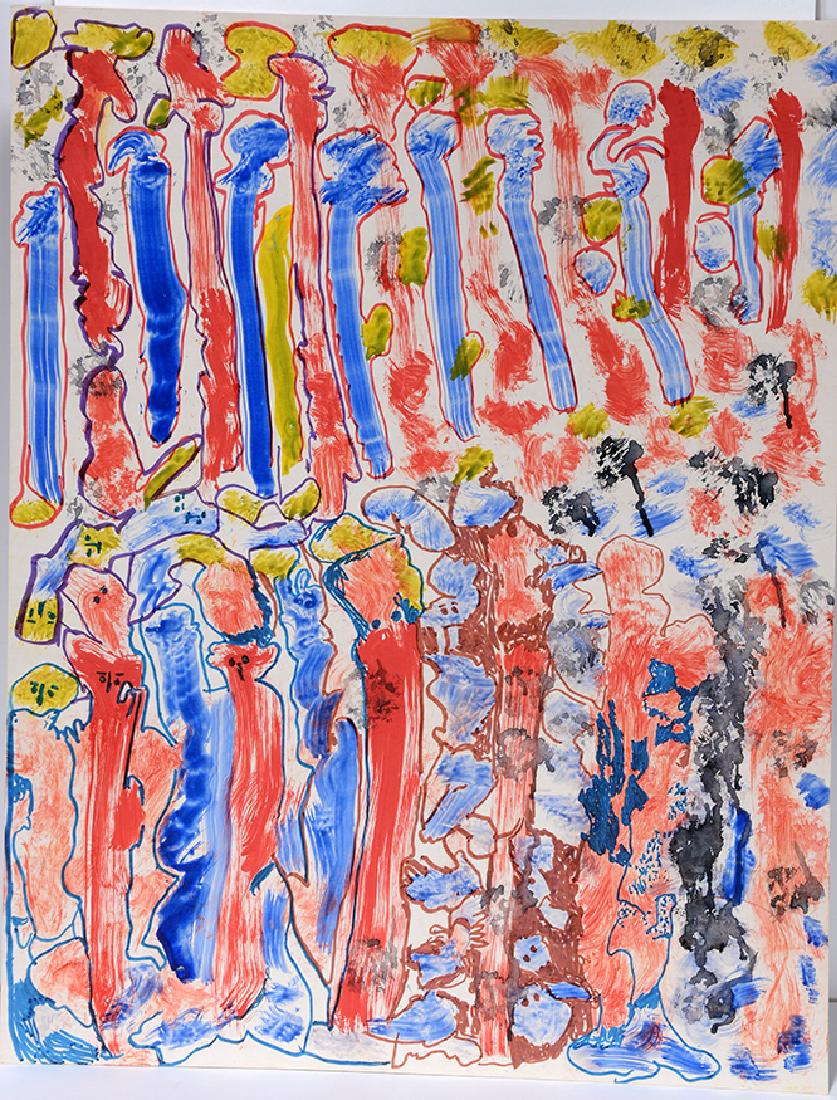 J.B. Murry. Large Work Featuring Two Rows Of Spirits. (1 of 3)