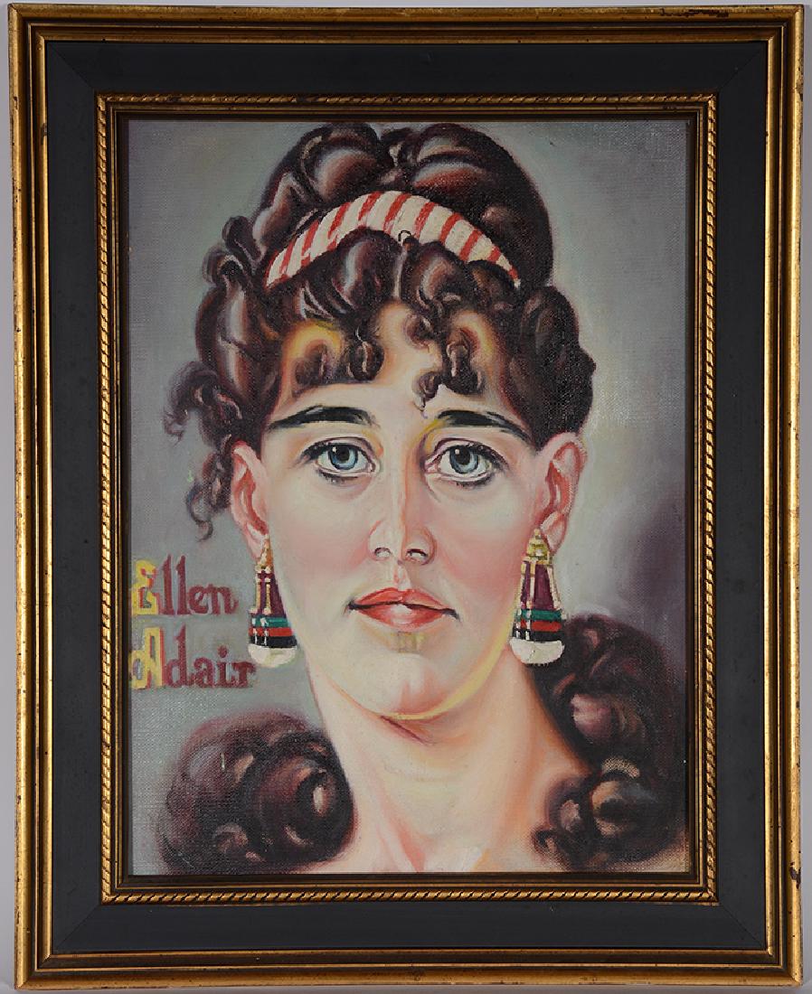 Rev. McKendree Long. Ellen Adair.: Rev. McKendree Long. Ellen Adair. c. 1970. Oil on canvas panel. Excellent condition. Size with frame is 16" w x 20" h. Est. $800-1,200. Ship: $45