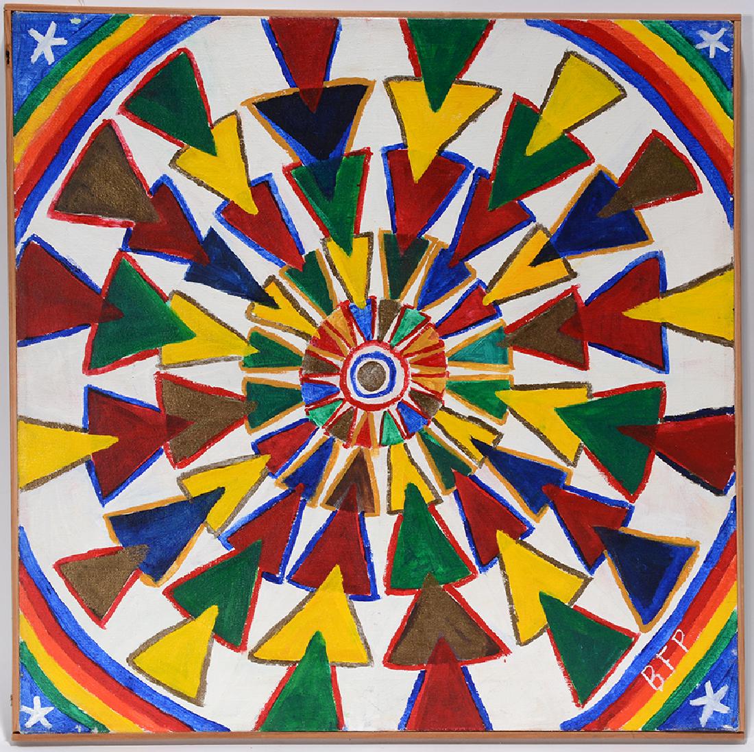 B.F. Perkins. Kaleidoscope.: B.F. Perkins. Kaleidoscope. Initialed. Not dated. Oil on canvas. Excellent condition. 22" x 22". Rare example. One-of-a-kind. Provenance: The Collection of Georgine and Jack Clarke. Est. $600-900. Shi