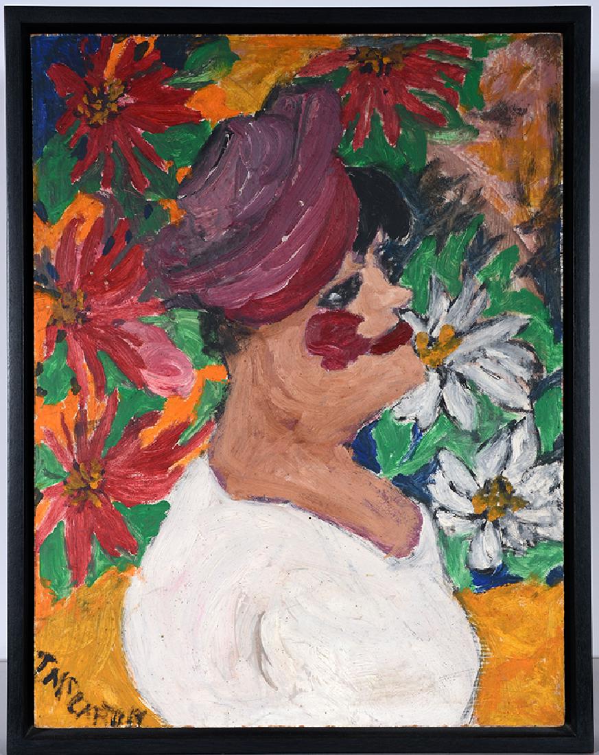 Justin McCarthy. Woman With Flower Background. (1 of 3)