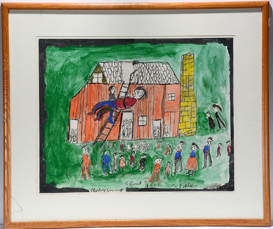 Charlie Kinney. Christ...: Charlie Kinney. Christ... Signed and titled. Not dated. Paint and marker on poster. Original nail holes in corners where it was attached to wall, otherwise excellent condition. Image is 28" w x 22"