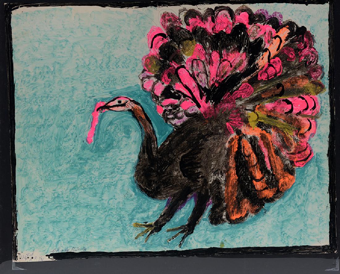 Charlie Kinney. Wild Turkey.: Charlie Kinney. Wild Turkey. Signed and titled. Paint on poster. Excellent condition. Image is 28" w x 22" h. Est. $500-800. Ship: $55