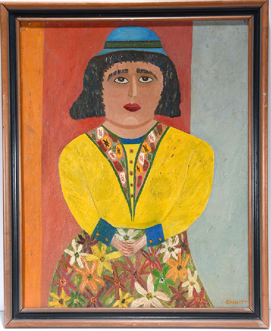 Samuel Granatt. Jakie.: Samuel Granatt. Jakie. c. 1950-60. Signed and titled on verso. Oil on canvas board. Excellent condition. 18" w x 22" h including frame. Provenance: Fleisher / Ollman Gallery. Est. $800-1,200. Sh