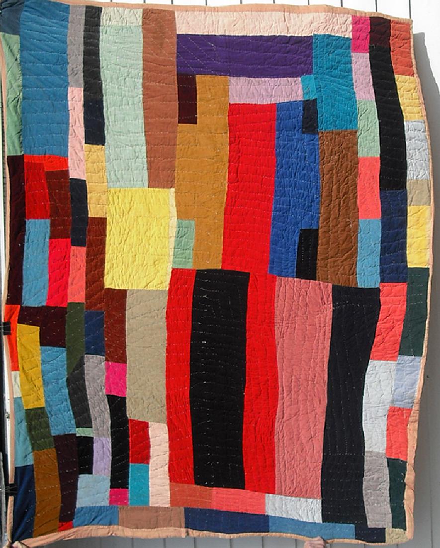 Possibly Af. American. Beautiful Strip Piece Quilt. (1 of 4)