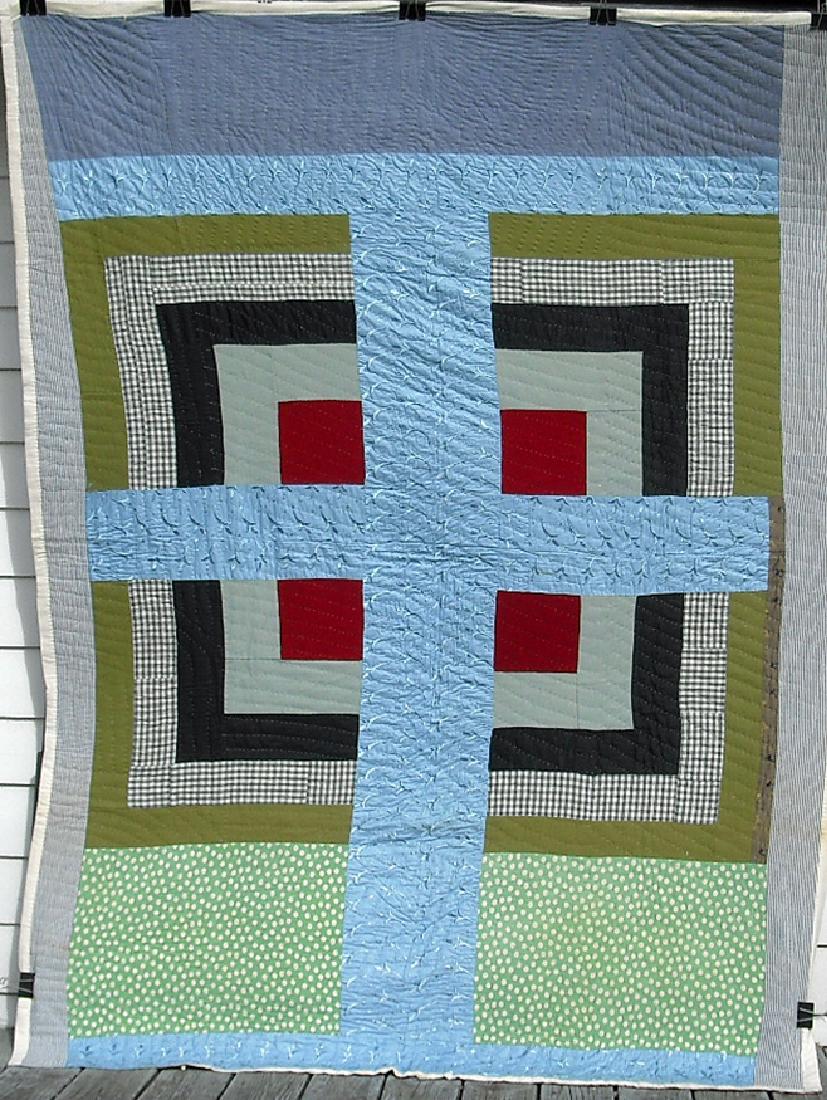 Anonymous Big Blue Cross Quilt. (1 of 4)