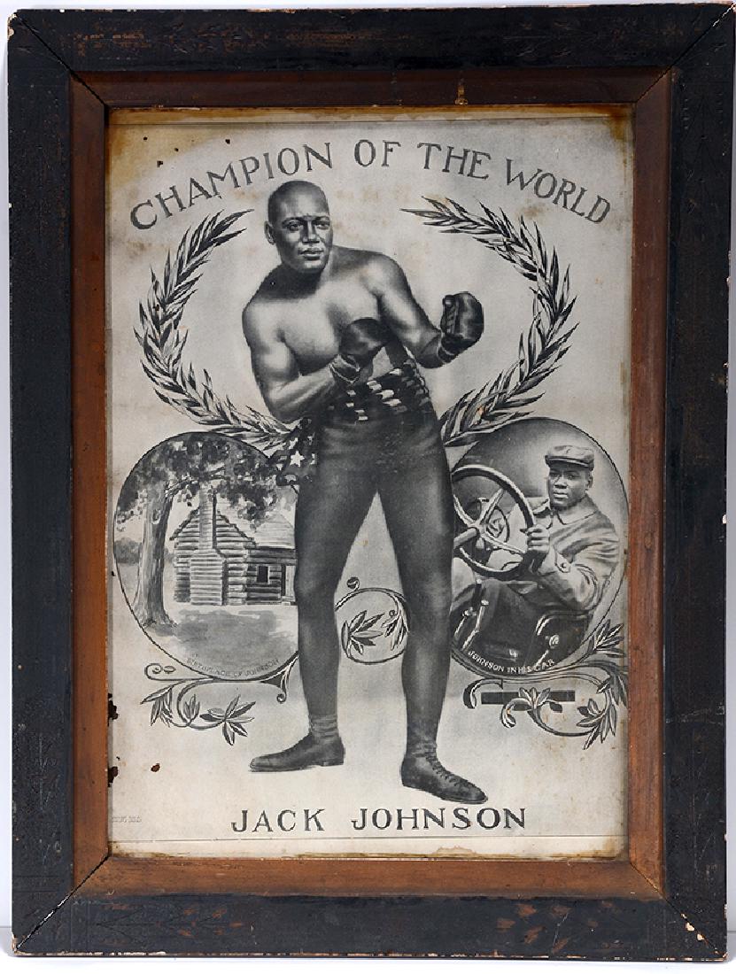 Barndt & Scheible. Jack Johnson.: Barndt & Scheible. Jack Johnson. c. 1908. Stamped. Lithograph on paper from original issue. Some staining and appropriate aging of pape, otherwise good condition. 18.5"w x 24.5" h including original f