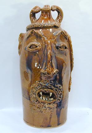 Robert Brown Devil Jug w Snake: Devil Jug with Snake. Inscribed, "Eureka, NC." 15" h. Mint condition. Provenance: Pria Elizabeth Harmon Collection.
