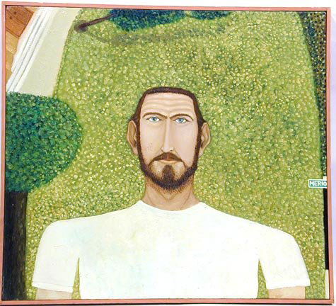 Anthony Green The Artist: Souvenir from Merion. Oil on canvas, 18" w x 20" h. Provenance: Chuck and Jan Rosenak.