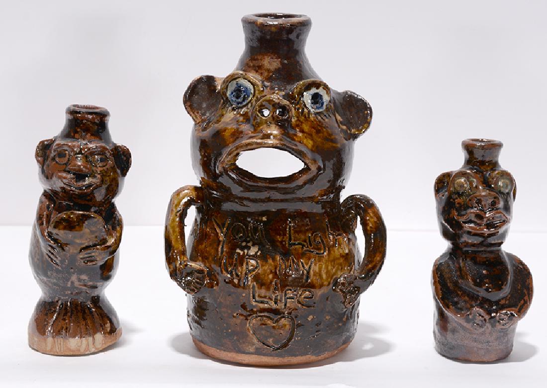 Marie Rogers. Jack O'Lantern & Figural Jugs.: Marie Rogers. Jack O'Lantern & Figural Jugs. All are signed. Mint condition. Tallest is 7.5"h. Est. $300-500. Ship: $55