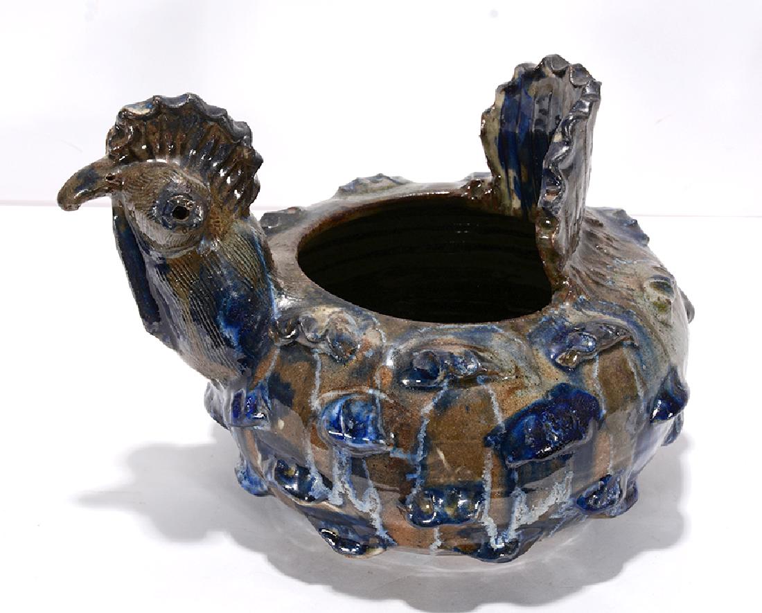 Grece Nell Hewell. Chicken Bowl.: Grece Nell Hewell. Chicken Bowl. 1999. Signed and dated. Multi-glazes. Mint condition. 12" x 9". Est. $200-300. Ship: $45
