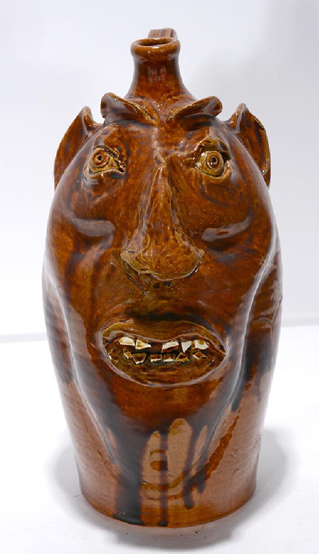 Robert Brown. Large Face Jug.: Robert Brown. Large Face Jug. 1990. Signed and dated. Mint condition. 14.5"h. Est. $200-300. Ship: $65