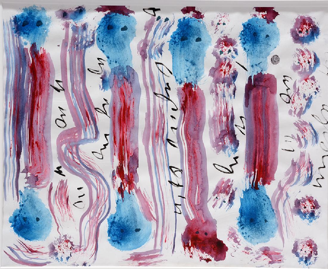 J.B. Murry. Strong Red, White and Blue Spirits.: J.B. Murry. Strong Red, White and Blue Spirits. Not signed. Watercolor and paint on paper. Excellent condition. Image is 17" w x 14" h. Frame is 36" w x 33"h. Est. $1,000-2,000. Ship: $100