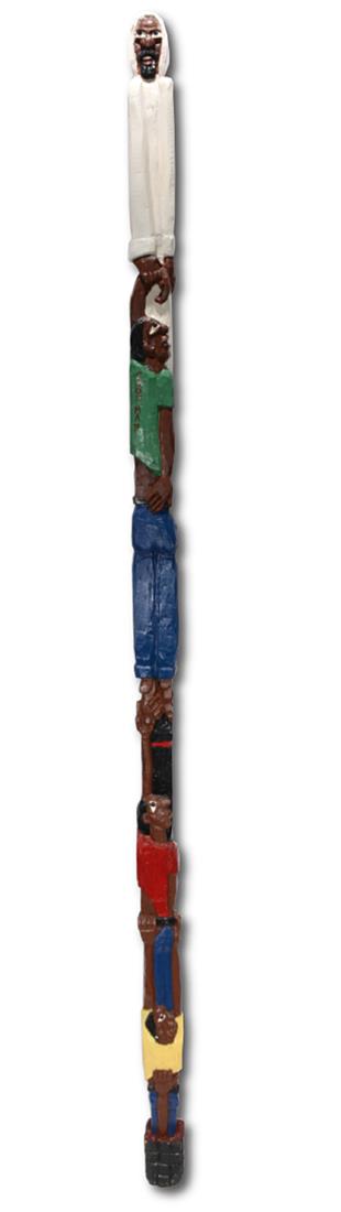 Herbert Singleton. Jesus Pulling Men Up From Hell: Herbert Singleton. Jesus Pulling Men Up From Hell Totem. Not signed or titled. Very large carved and painted post. Excellent condition. 93"h x 4" x 3.5". Est. $1,000-2,000. Ship: $250