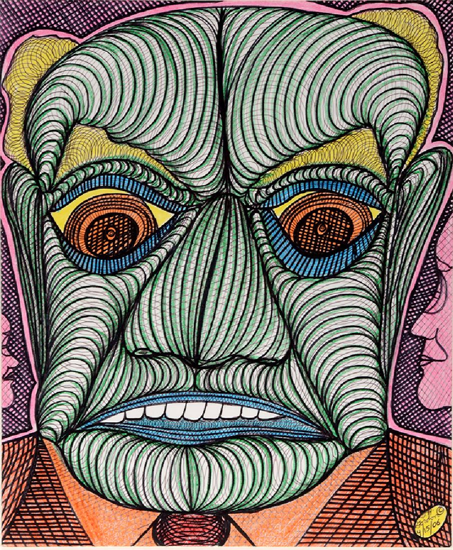 Ted Gordon. Unrelenting.: Ted Gordon. Unrelenting. 2006. Signed, dated and titled on verso. Marker and ink on cardstock. Excellent condition. Image is 14" w x 17"h. Frame is 19"w x 22"h. Provenance: The Ames Gallery. Est. $1,0