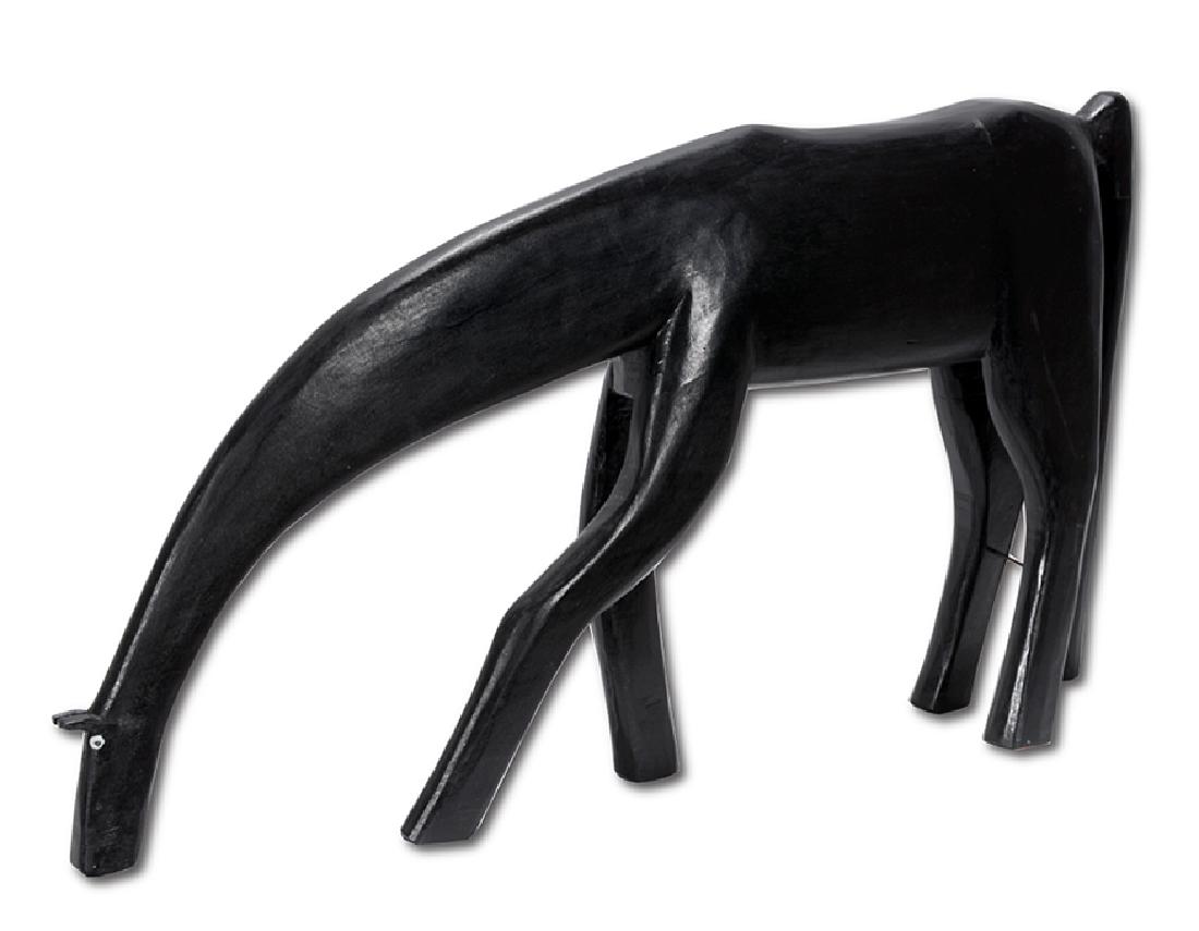 Minnie & Garland Adkins. Black Horse.: Minnie & Garland Adkins. Black Horse. 1992. Initialed and dated. Carved and painted wood. Excellent condition. 17"h x 30" long x 5"w. Est. $800-1,200. Ship: $150