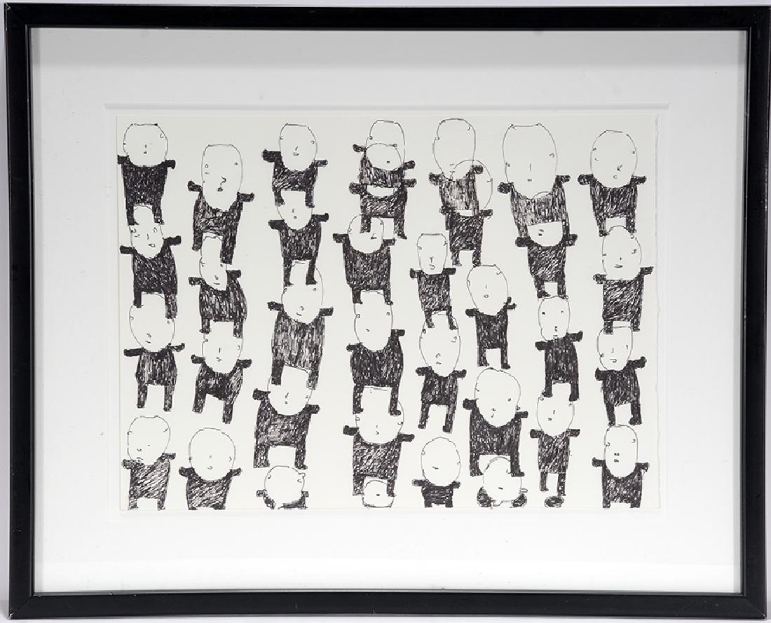 Donald Mitchell. Orderly Group: Donald Mitchell. Orderly Group Not signed or dated. Ink on paper. Excellent condition. Image is 15" w x 11"h. Frame is 21" w x 17"h. Est. $400-600. Ship: $45