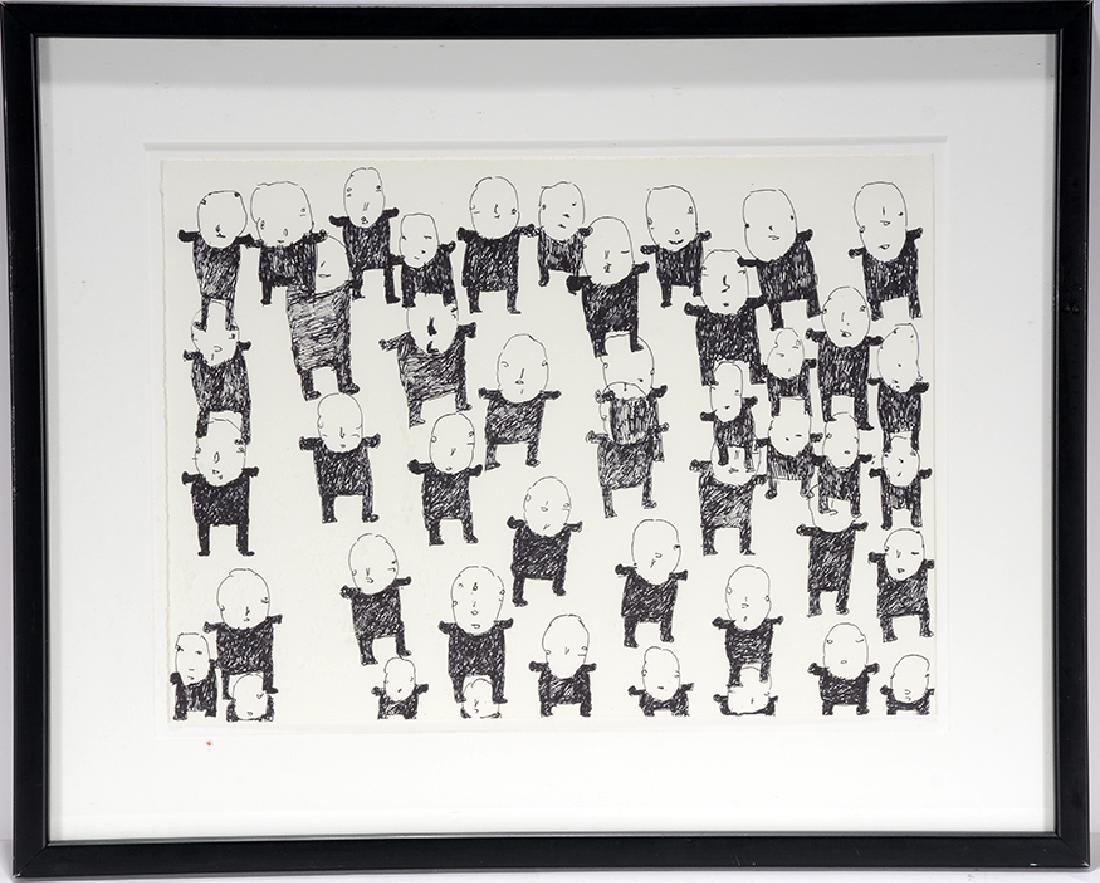 Donald Mitchell. Disorderly Group.: Donald Mitchell. Disorderly Group. Not signed or dated. Ink on paper. Excellent condition. Image is 15" w x 11"h. Frame is 21" w x 17"h. Est. $400-600. Ship: $45