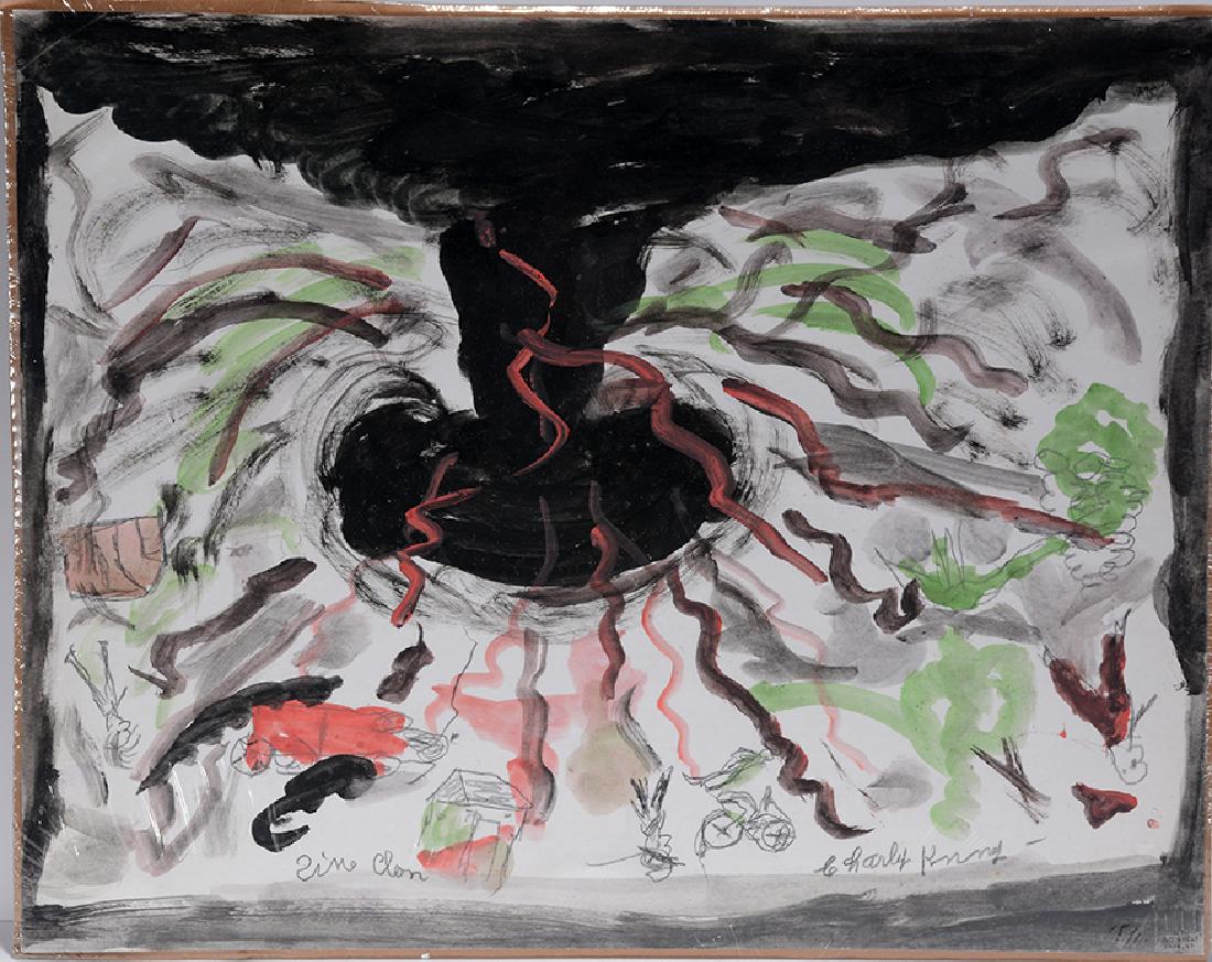 Charlie Kinney. Sine Clone (sic.): Charlie Kinney. Sine Clone (sic.) Signed and titled. Paint and watercolor on poster. Excellent condition. 28" w x 22"h. Est. $300-500. Ship: $55