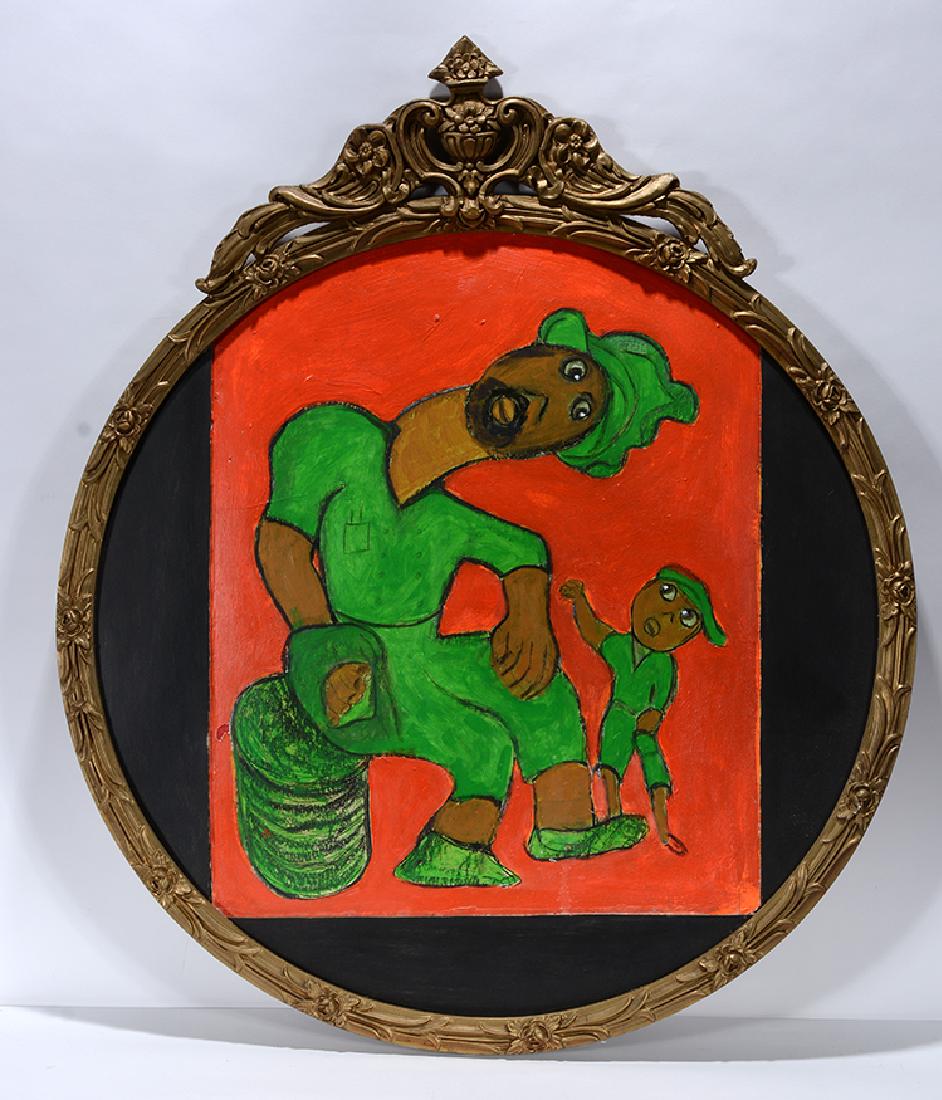 Rev. Albert Wagner. Joddie.: Rev. Albert Wagner. Joddie. Not signed. Titled. Paint on artist panel, set in old round frame. 32"diameter. Great condition. Est. $600-900. Ship: $85