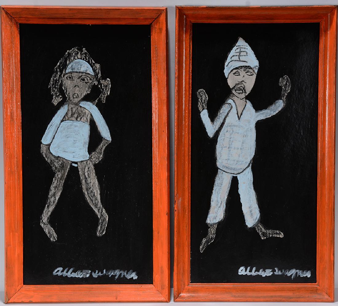Rev. Albert Wagner. Couple.: Rev. Albert Wagner. Couple. Signed. Not dated. Paint on cardstock. Great condition. 14" w x 27" h each with frame. Est. $300-500. Ship: $55