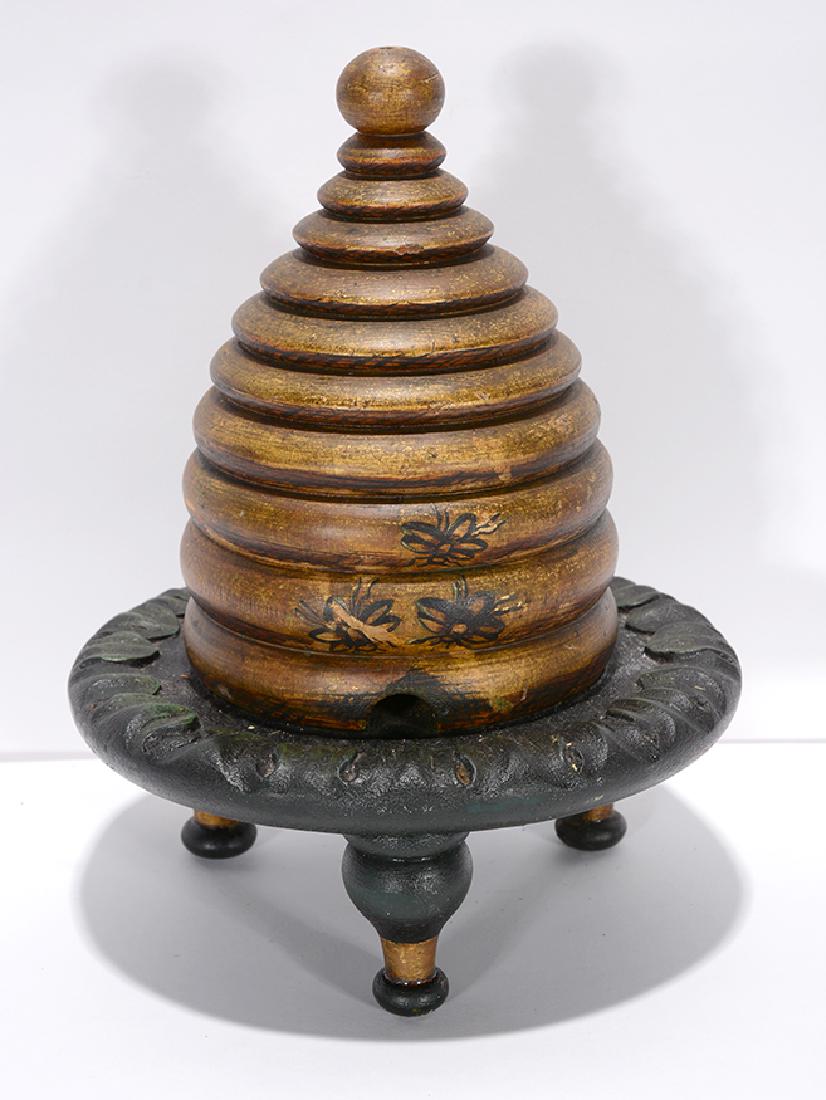 Odd Fellows Lodge Beehive.: Odd Fellows Lodge Art. Beehive. Not signed. Carved and painted wood. Some wear, otherwise great condition. 10” x 8”. Provenance: The Estelle Friedman Collection. Est. $200-400. Ship: $45