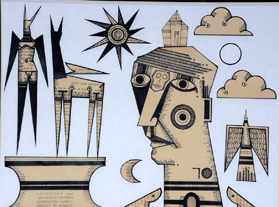 Bruce New. Watching A Dream Take Flight.: ﻿Bruce New. Watching A Dream Take Flight. 2010. Signed, dated and titled. Pen collage on paper. Excellent condition. Excellent condition. 23” w x 19” h with frame. Est. $300-5