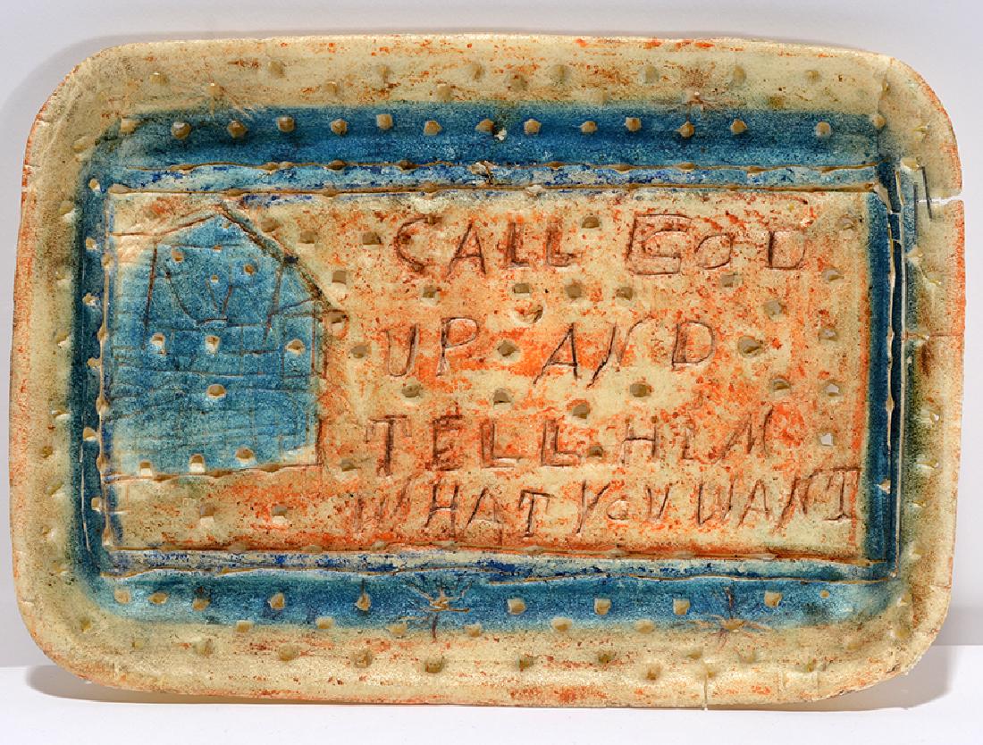 Nellie Mae Rowe. Call God Up...: ﻿Nellie Mae Rowe. Call God Up... Not signed. Crayon on found styrofoam. Good to fair condition. 8.25” x 6”. Est. $200-300. Ship: $35